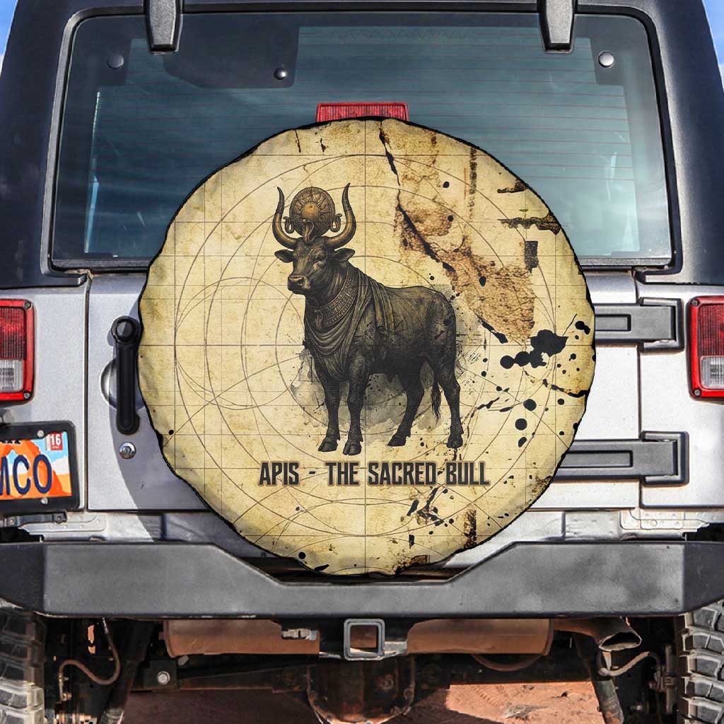 Apis Spare Tire Cover Ancient Egyptian Papyrus Map, Egyptian Crown Bull Illustration - African Pride