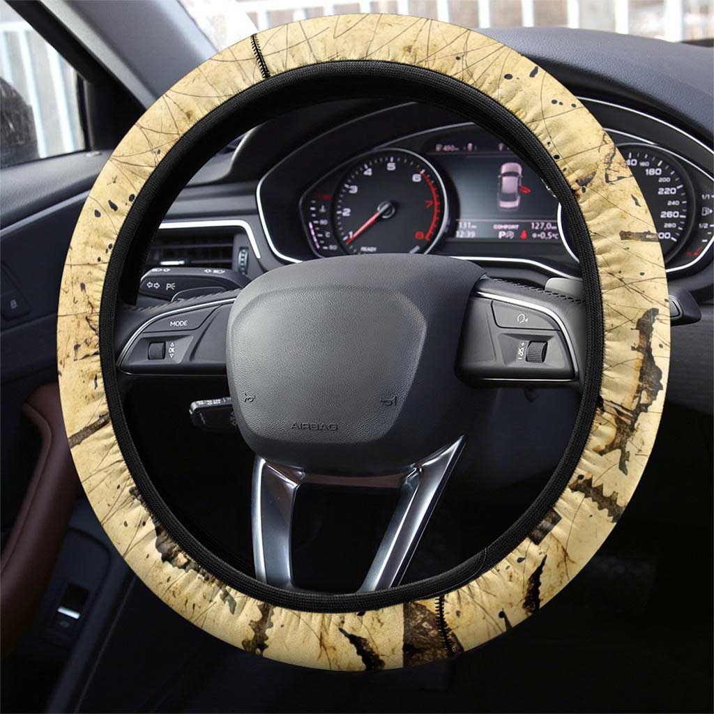 Apis Steering Wheel Cover Ancient Egyptian Papyrus Map, Egyptian Crown Bull Illustration - African Pride