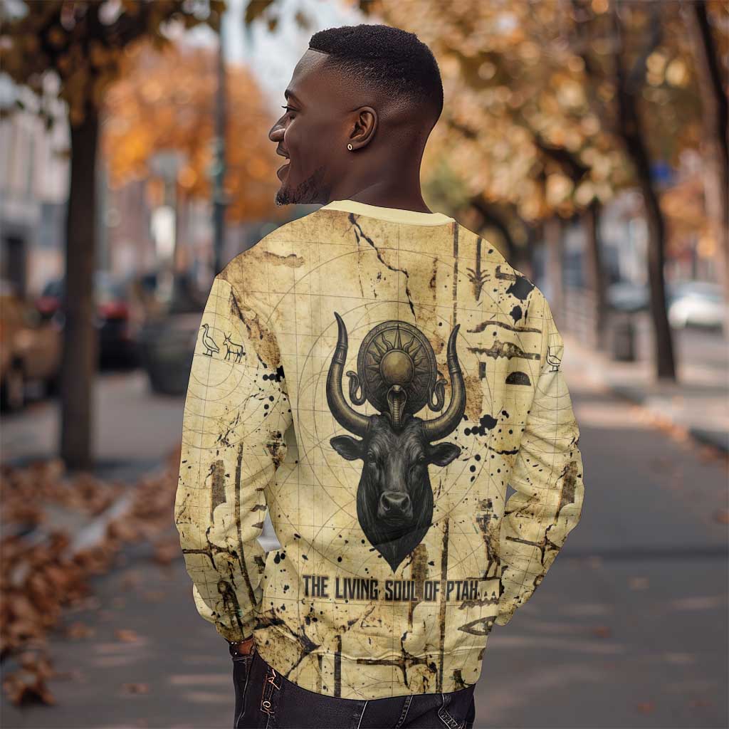 Apis Sweatshirt Ancient Egyptian Papyrus Map, Egyptian Crown Bull Illustration - African Pride