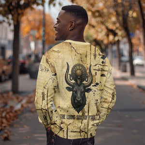 Apis Sweatshirt Ancient Egyptian Papyrus Map, Egyptian Crown Bull Illustration - African Pride