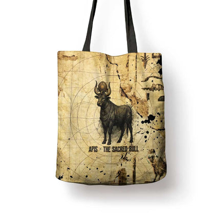 Apis Tote Bag Ancient Egyptian Papyrus Map, Egyptian Crown Bull Illustration - African Pride