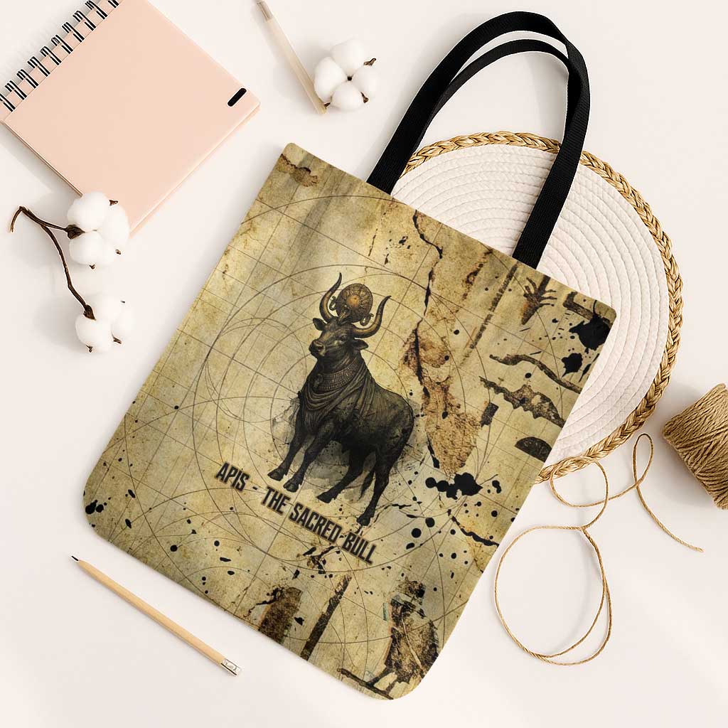 Apis Tote Bag Ancient Egyptian Papyrus Map, Egyptian Crown Bull Illustration - African Pride