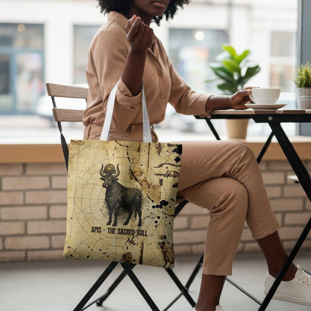 Apis Tote Bag Ancient Egyptian Papyrus Map, Egyptian Crown Bull Illustration - African Pride