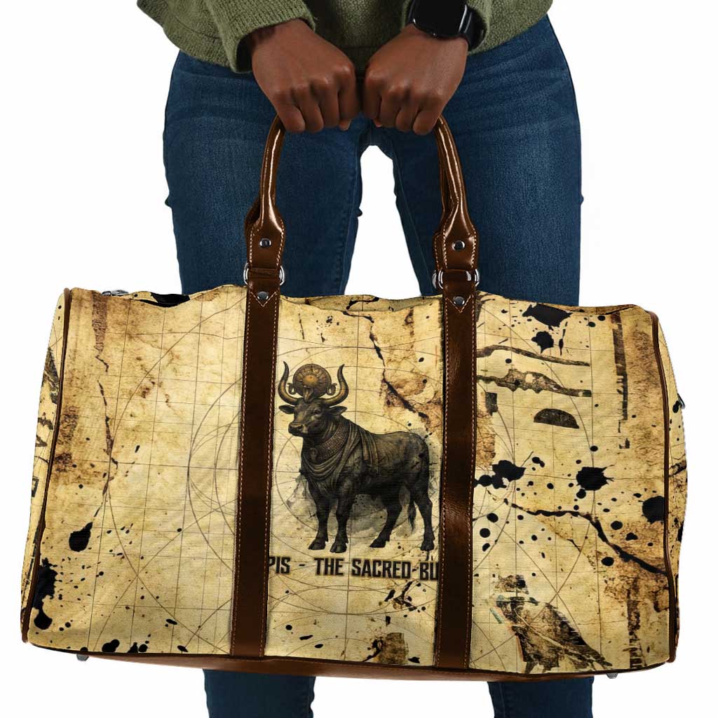 Apis Travel Bag Ancient Egyptian Papyrus Map, Egyptian Crown Bull Illustration - African Pride