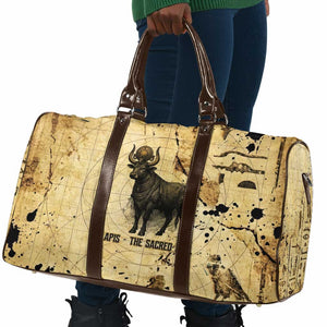 Apis Travel Bag Ancient Egyptian Papyrus Map, Egyptian Crown Bull Illustration - African Pride