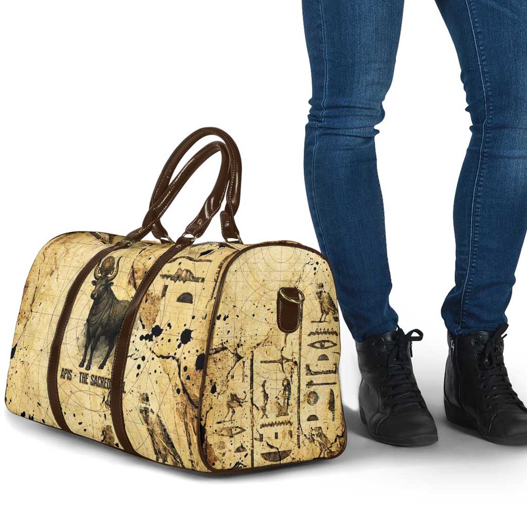 Apis Travel Bag Ancient Egyptian Papyrus Map, Egyptian Crown Bull Illustration - African Pride