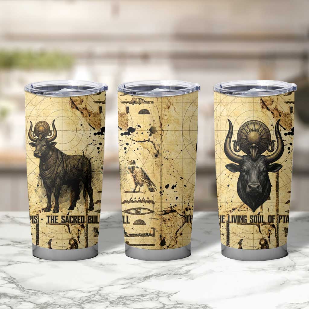 Apis Tumbler Cup Ancient Egyptian Papyrus Map, Egyptian Crown Bull Illustration - African Pride