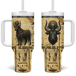 Apis Tumbler With Handle Ancient Egyptian Papyrus Map, Egyptian Crown Bull Illustration - African Pride