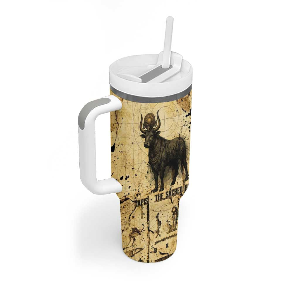 Apis Tumbler With Handle Ancient Egyptian Papyrus Map, Egyptian Crown Bull Illustration - African Pride