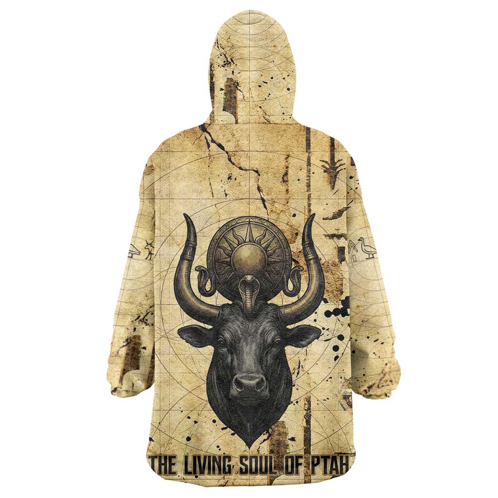 Apis Wearable Blanket Hoodie Ancient Egyptian Papyrus Map, Egyptian Crown Bull Illustration - African Pride
