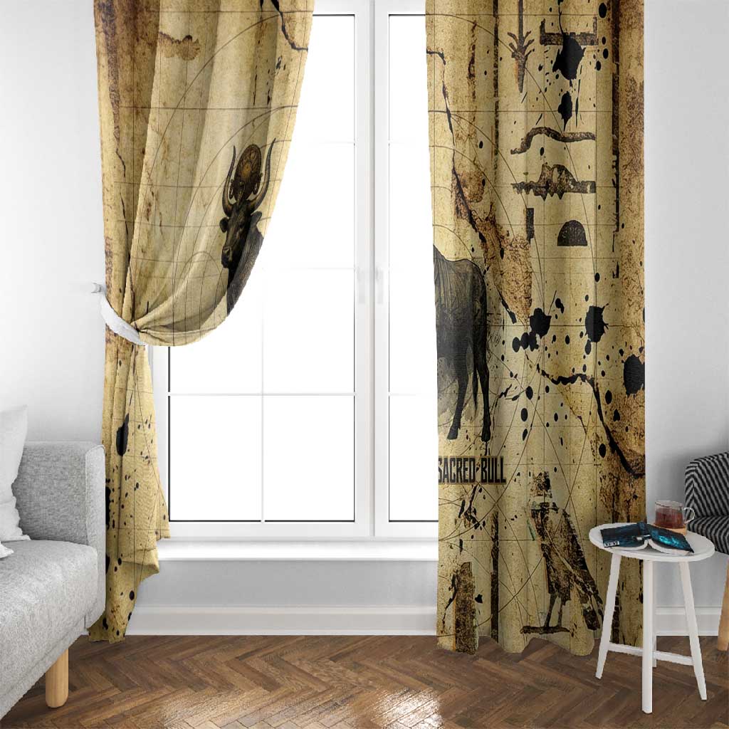 Apis Window Curtain Ancient Egyptian Papyrus Map, Egyptian Crown Bull Illustration - African Pride