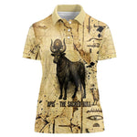 Apis Women Polo Shirt Ancient Egyptian Papyrus Map, Egyptian Crown Bull Illustration - African Pride