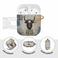 Apis Ancient Egyptian AirPods Case with Beige-Gray Hieroglyphic, Ornate Bull Head, and Gold-Blue Typography - African Pride