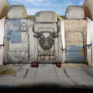 Apis Ancient Egyptian Back Car Seat Cover with Beige-Gray Hieroglyphic, Ornate Bull Head, and Gold-Blue Typography - African Pride