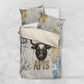 Apis Ancient Egyptian Bedding Set with Beige-Gray Hieroglyphic, Ornate Bull Head, and Gold-Blue Typography - African Pride