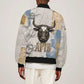 Apis Ancient Egyptian Bomber Jacket with Beige-Gray Hieroglyphic, Ornate Bull Head, and Gold-Blue Typography - African Pride