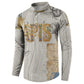 Apis Ancient Egyptian Button Sweatshirt with Beige-Gray Hieroglyphic, Ornate Bull Head, and Gold-Blue Typography