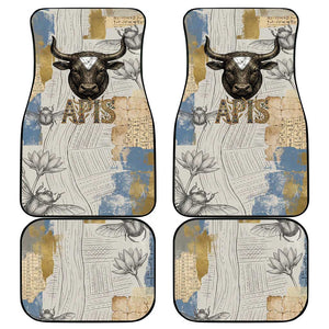Apis Ancient Egyptian Car Mats with Beige-Gray Hieroglyphic, Ornate Bull Head, and Gold-Blue Typography - African Pride