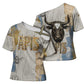 Apis Ancient Egyptian Cross Shoulder Shirt with Beige-Gray Hieroglyphic, Ornate Bull Head, and Gold-Blue Typography - African Pride