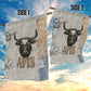 Apis Ancient Egyptian Garden Flag with Beige-Gray Hieroglyphic, Ornate Bull Head, and Gold-Blue Typography - African Pride