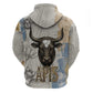 Apis Ancient Egyptian Hoodie with Beige-Gray Hieroglyphic, Ornate Bull Head, and Gold-Blue Typography - African Pride