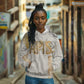 Apis Ancient Egyptian Hoodie with Beige-Gray Hieroglyphic, Ornate Bull Head, and Gold-Blue Typography - African Pride
