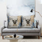 Apis Ancient Egyptian Pillow Cover with Beige-Gray Hieroglyphic, Ornate Bull Head, and Gold-Blue Typography - African Pride