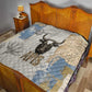 Apis Ancient Egyptian Quilt with Beige-Gray Hieroglyphic, Ornate Bull Head, and Gold-Blue Typography - African Pride