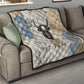 Apis Ancient Egyptian Quilt with Beige-Gray Hieroglyphic, Ornate Bull Head, and Gold-Blue Typography - African Pride
