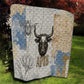 Apis Ancient Egyptian Quilt with Beige-Gray Hieroglyphic, Ornate Bull Head, and Gold-Blue Typography - African Pride