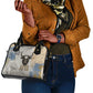 Apis Ancient Egyptian Shoulder Handbag with Beige-Gray Hieroglyphic, Ornate Bull Head, and Gold-Blue Typography - African Pride