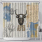 Apis Ancient Egyptian Shower Curtain with Beige-Gray Hieroglyphic, Ornate Bull Head, and Gold-Blue Typography - African Pride