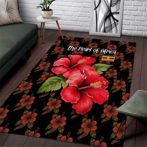 Uganda Area Rug - Hibiscus Flower Pattern and The Pearl of Africa Text