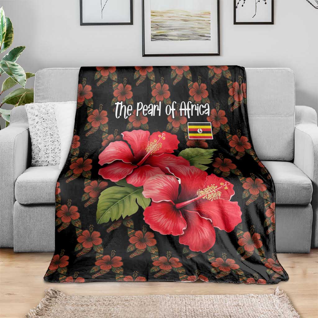 Uganda Blanket - Hibiscus Flower Pattern and The Pearl of Africa Text