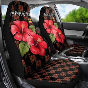 Uganda Car Seat Cover - Hibiscus Flower Pattern and The Pearl of Africa Text