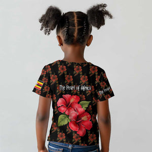 Uganda Kid T shirt - Hibiscus Flower Pattern and The Pearl of Africa Text