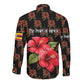 Uganda Long Sleeve Button Shirt - Hibiscus Flower Pattern and The Pearl of Africa Text