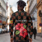 Uganda Long Sleeve Button Shirt - Hibiscus Flower Pattern and The Pearl of Africa Text