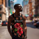 Uganda Men Tank Top - Hibiscus Flower Pattern and The Pearl of Africa Text