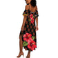 Uganda Summer Maxi Dress - Hibiscus Flower Pattern and The Pearl of Africa Text