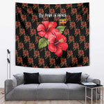 Uganda Tapestry - Hibiscus Flower Pattern and The Pearl of Africa Text
