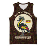Uganda Basketball Jersey - Grey Crowned Crane and Tribal Pattern Spirit of Uganda Theme TS04