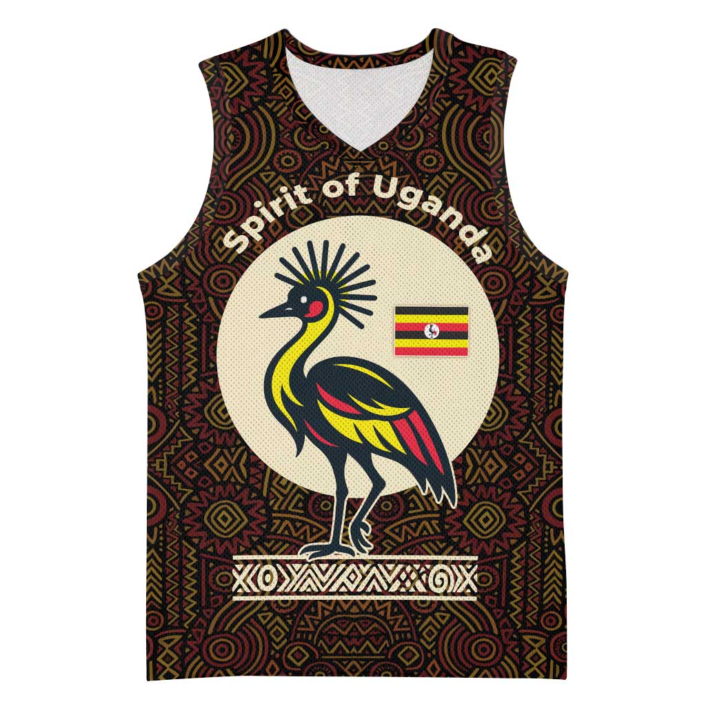 Uganda Basketball Jersey - Grey Crowned Crane and Tribal Pattern Spirit of Uganda Theme TS04