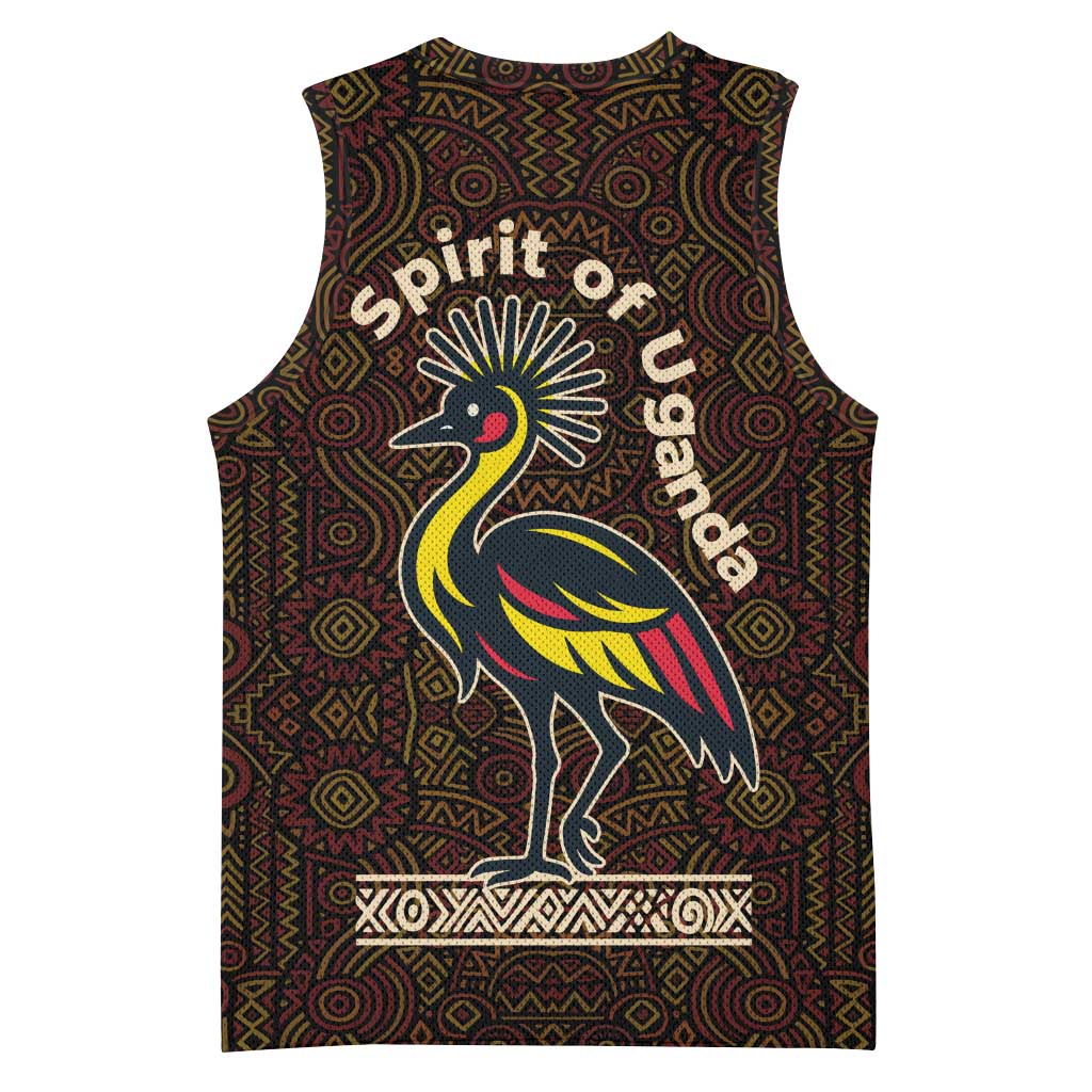 Uganda Basketball Jersey - Grey Crowned Crane and Tribal Pattern Spirit of Uganda Theme TS04