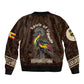 Uganda Bomber Jacket - Grey Crowned Crane and Tribal Pattern Spirit of Uganda Theme