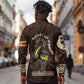 Uganda Long Sleeve Button Shirt - Grey Crowned Crane and Tribal Pattern Spirit of Uganda Theme