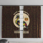 Uganda Window Curtain - Grey Crowned Crane and Tribal Pattern Spirit of Uganda Theme