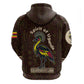 Uganda Zip Hoodie - Grey Crowned Crane and Tribal Pattern Spirit of Uganda Theme
