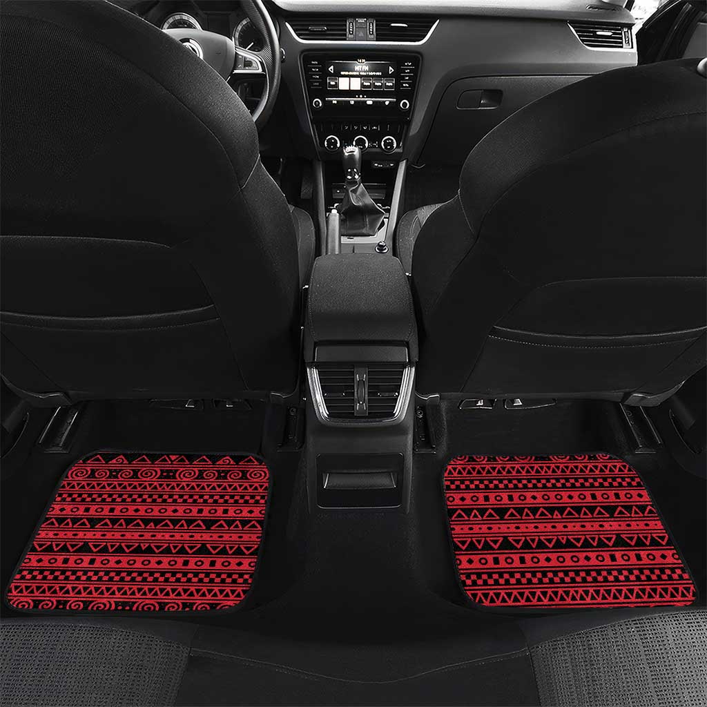 Uganda Car Mats - African Wildlife Elephant Lion and Crane in Tribal Pattern Design