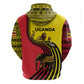Uganda Hoodie - African Wildlife Elephant Lion and Crane in Tribal Pattern Design